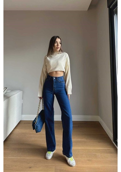 Elite Aideen Yüksek Bel Salaş Jean Denim Pant. fiyatları