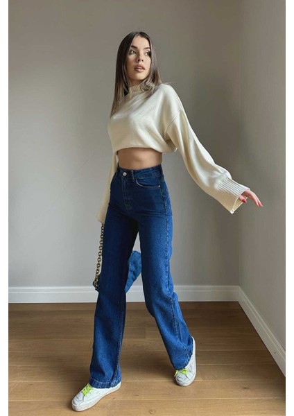 Elite Aideen Yüksek Bel Salaş Jean Denim Pant. fırsatları