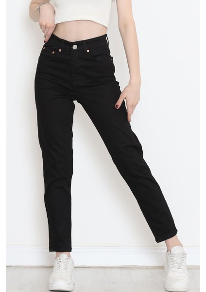 Orrential Siyah Likralı Yüksek Bel Mam Jean Kadın Kot Pant.