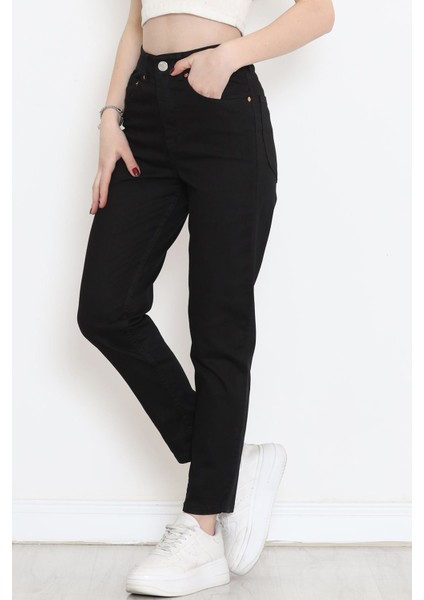 Orrential Siyah Likralı Yüksek Bel Mam Jean Kadın Kot Pant. modelleri