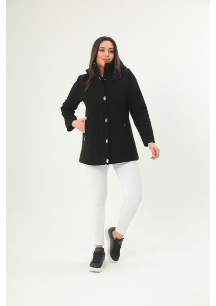 Kapüşonlu Cepli Kaşe Kaban Çıtçıtlı Büyük Beden modelleri