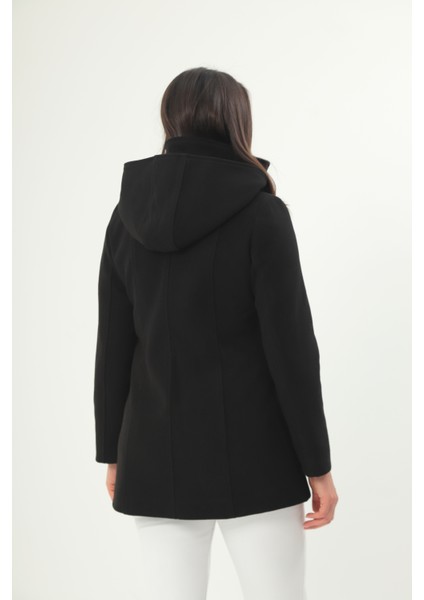 Kapüşonlu Cepli Kaşe Kaban Çıtçıtlı Büyük Beden indirimleri