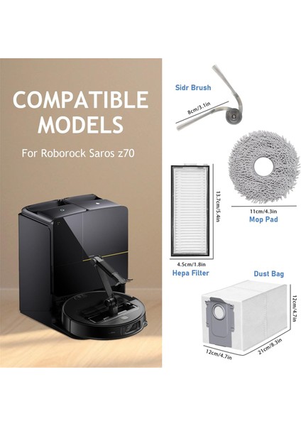 Saros Z70 / Ultra Robot Süpürge Aksesuarları, Mendiller, Toz Torbaları, Filtreler, Yan Fırçalar (Yurt Dışından) fiyatları