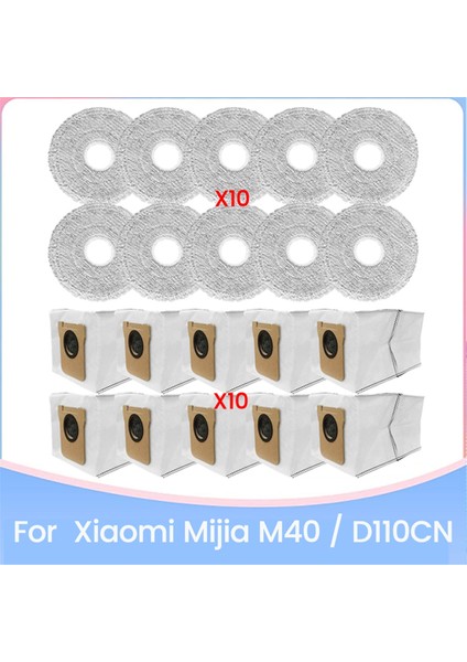 M40 D110CN Süpürge Yedek Parçaları Için 20 Adet Vakumlu Toz Torbası ve Paspas Bezi Seti (Yurt Dışından)