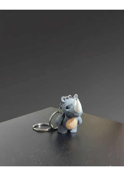 Sevimli Mini Rhino'lar (2 Adet) - 3D Baskı Anahtarlık Seti