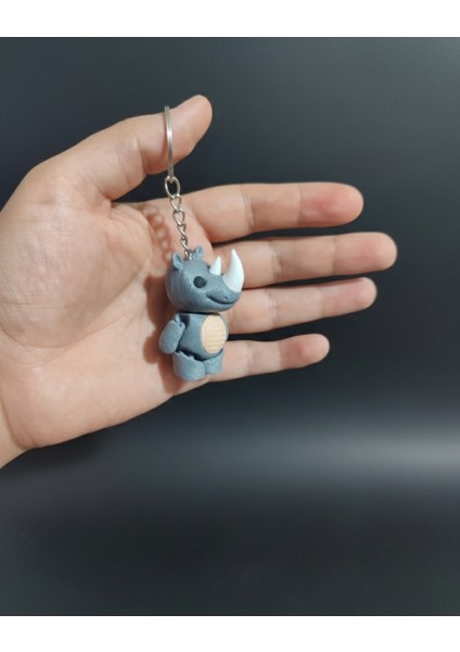 Sevimli Mini Rhino'lar (2 Adet) - 3D Baskı Anahtarlık Seti modelleri