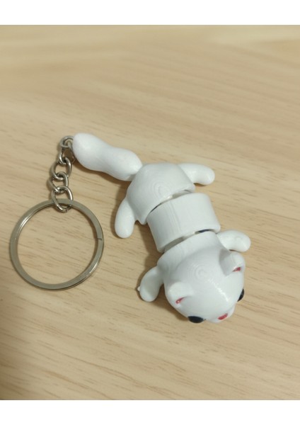 Sevimli Beyaz Yavru Kedi 3D Baskı Anahtarlık - Hareketli Eklemler! fiyatları