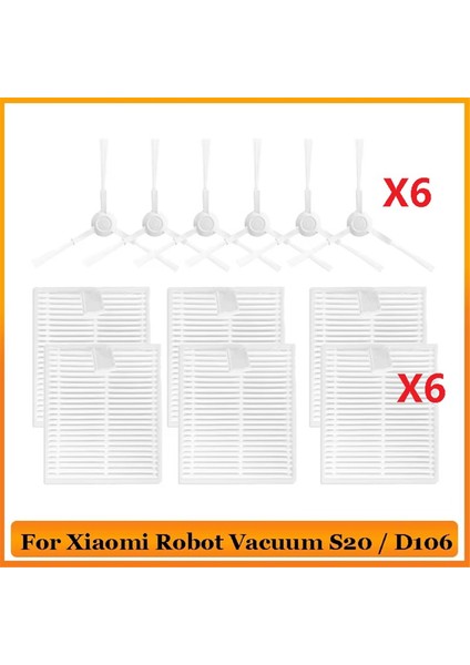 Robot Süpürge S20 / D106 Yedek Parça Aksesuarları Yan Fırça Filtre Cihazı ile Uyumlu (Yurt Dışından)