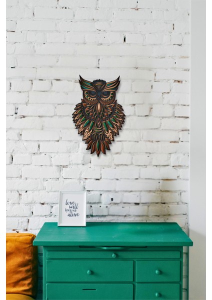 Baykuş Duvar Süsü Katmanlı %100 MDF Ahşap El İşçiliğiyle Boyanmış Duvar Süsü