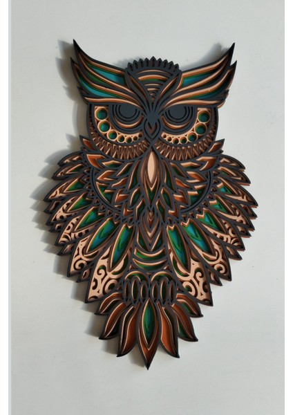 Baykuş Duvar Süsü Katmanlı %100 MDF Ahşap El İşçiliğiyle Boyanmış Duvar Süsü fırsatları