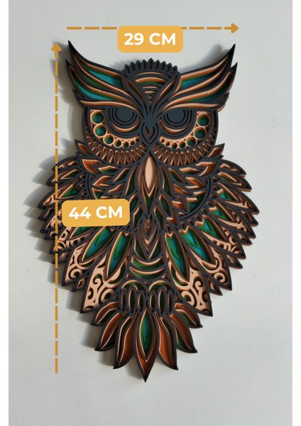 Baykuş Duvar Süsü Katmanlı %100 MDF Ahşap El İşçiliğiyle Boyanmış Duvar Süsü indirimleri