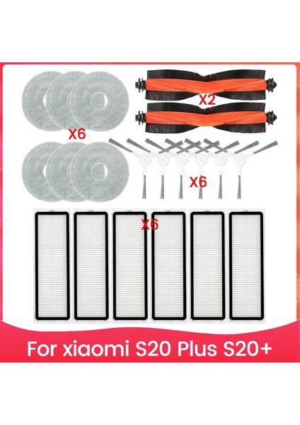 S20 Plus S20+ Robot Süpürge Aksesuar Seti Ana Yan Fırça Filtreleri Paspas Pedleri Yedek Parçalar (Yurt Dışından)