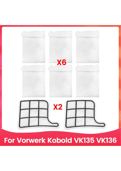 Kobold VK135 VK136 Elektrikli Süpürge Aksesuarları Yedek Parçaları Için 8 Parça Filtre ve Toz Torbası Seti (Yurt Dışından)