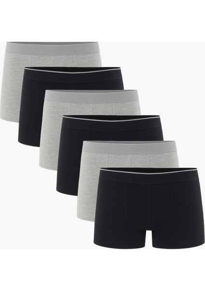 EzoWear Erkek 6'lı Boxer Seti – Siyah Gri Karışık Renkler