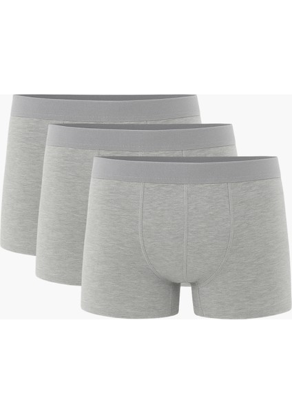 EzoWear Erkek 3'lü Gri Boxer Seti - Nefes Alan Kumaş