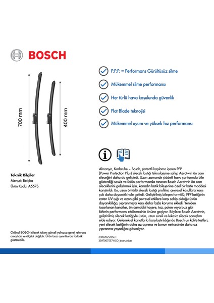 Aerotwin Silecek Seti [700/400 mm] Ds7 (2018>) fiyatları