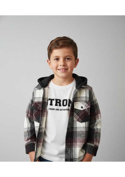 Kapüşonlu Oduncu Gömlek ve Sweat Takım Erkek Çocuk