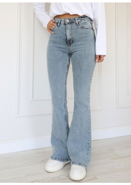 jean Kadın Yüksek Bel Jean Pantolon Ispanyolkot Pantolon Likralı