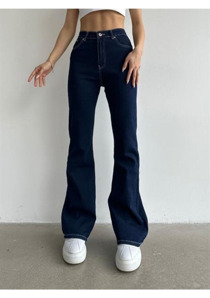 jean Kadın Flora Pamela Ispanyol Lacivert Kot Yüksek Bel Likralı Ekstra fiyatları