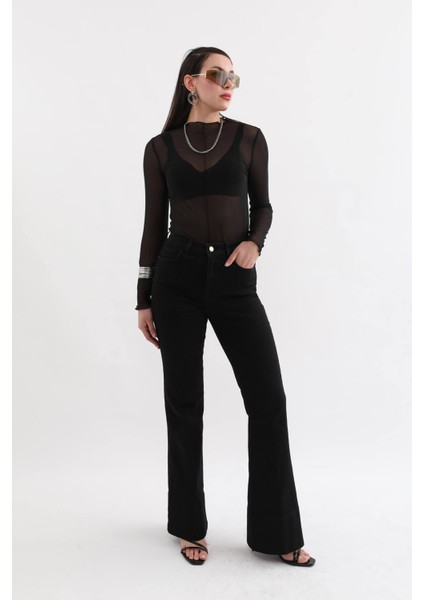 jean Kadın Yüksek Bel Ispanyoljean Pantolon Siyah fiyatları