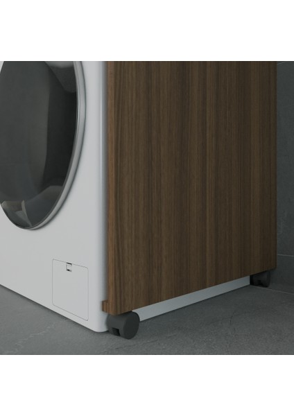 Soli-C 70 cm Mat Ceviz Mdf Lam Tekerlekli Çamaşır Makinesi Ünitesi fiyatları
