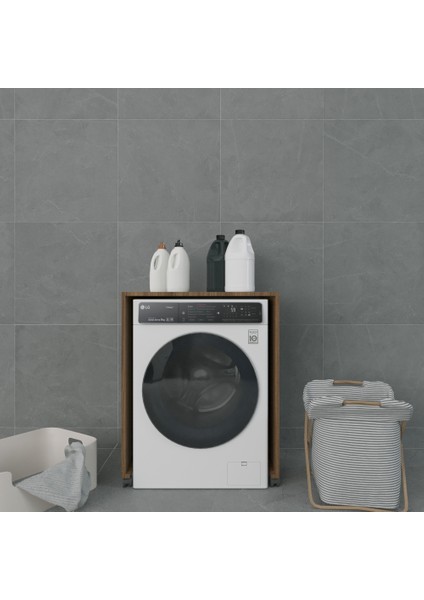 Soli-C 70 cm Mat Ceviz Mdf Lam Tekerlekli Çamaşır Makinesi Ünitesi fırsatları