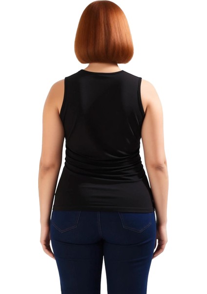 Kadın Büzgülü Kare Yaka Kolsuz Üst Modern Siluet ve Konforlu Kullanım Sunan Tasarım Kaliteli fiyatları