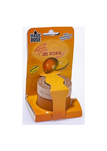 3 Adet Magic Dose Dekoratif Ahşap Kapaklı Jel Koku 50ML - Mango