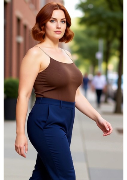 Kadın Crop Fitilli Kaşkorse Bluz Kare Yaka Ince Askılı Günlük Giyim Için Polyester Elastan Karışımı modelleri