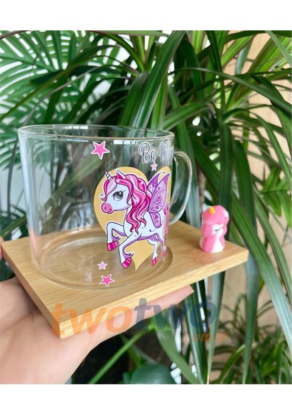 Unicorn Baskı Bardak Kupa unicorn -kaşıklı kapaklı unicornlu bardak