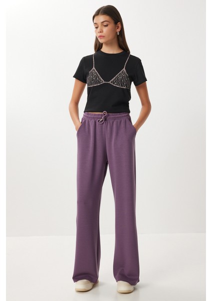 Geniş Paça Modal Eşofman Altı LUB0070 Açık Mor fiyatları