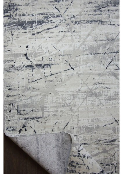 Lodi Modern Krem Mavi Çizgili Polyester Makine Halısı fırsatları