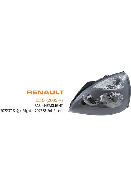 Far Sol Gri Renault Clıo 2005-2008