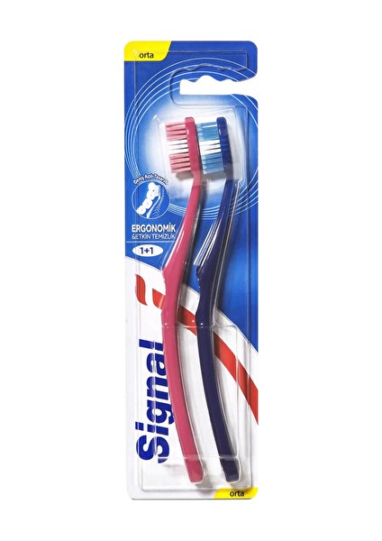 2 Adet Signal Diş Fırçası Ergonomik 1+1