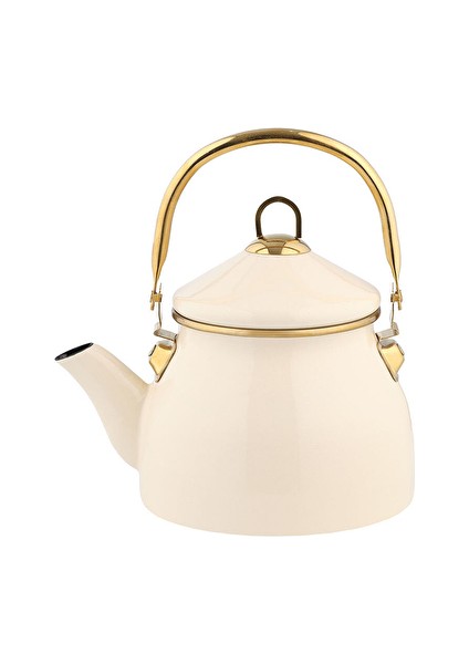 4 Adet Hometime Emaye Kettle Demlik Krem 2 Litre