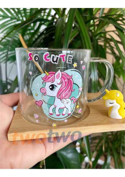 Unicorn Baskı Bardak Kupa Ünicorn -sarı pembe unicorn