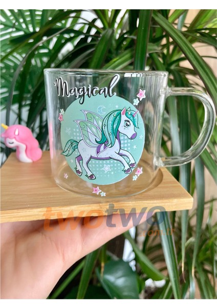 Unicorn Baskı Bardak Kupa Ünicorn Magic- mavi unicorn