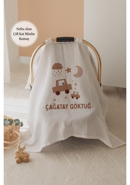 %100 Pamuk Isme Özel Çift Katlı Müslin Puset Örtüsü - Araba