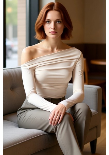 Stil Kadın Büzgü Drape Detaylı Fitted Vücuda Oturan Kollu Esnek Bluz Regular Örme Slim Kalıp fırsatları