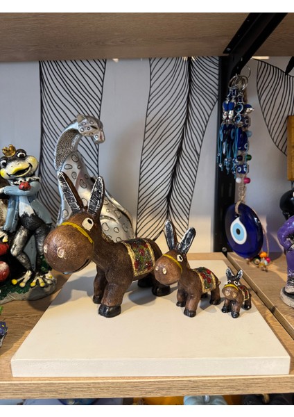 Dekoratif 3'lü Eşek Biblo Set Polyester