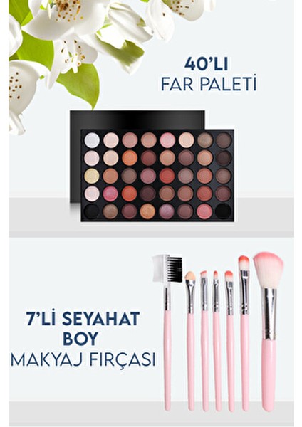 Koç Burçlarına Özel Makyaj Seti Pembe 7'li Fırça ve 54'lü Far Paleti ile