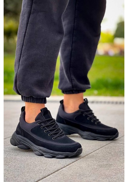 KB-707 Kuback Siyah Süet Siyah Yüksek Taban Bağcıklı Günlük Erkek Ayakkabı