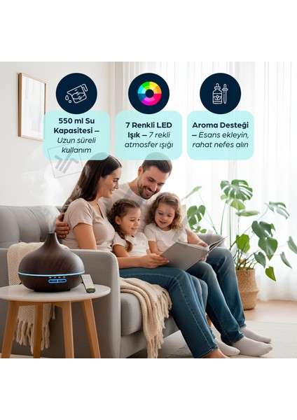 550 ml Otomatik Hava Nemlendirici Buhar Makinesi Oda Nemlendirici Aroma Difüzör