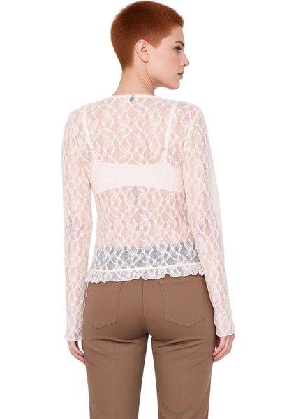 Kadın Uzun Kollu V Yaka Örme Bluz Fırfır Detaylı ve Flare Kol Tasarım Kaliteli Şık Rahat Modern fiyatları