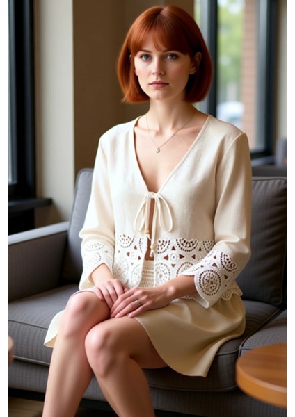 Kadın V Yaka Düşük Kol Uzun Kollu Dokuma Bluz Şık ve Konforlu Günlük Stil Kaliteli Şık Rahat fırsatları