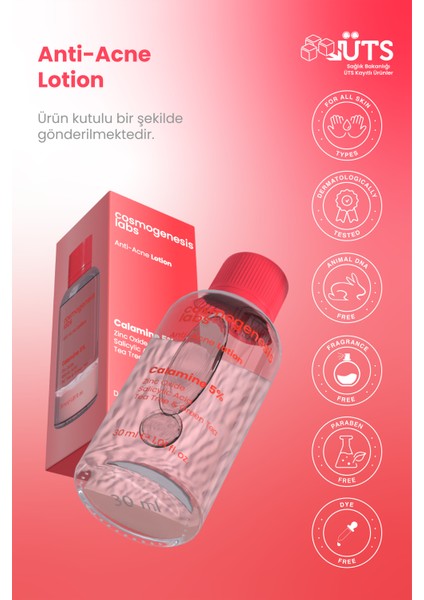 Akne Karşıtı Losyon 30ml – Akne Yatıştırıcı, Siyah Nokta Azaltıcı Vegan (%5 Calamine – Yeşil Çay) modelleri