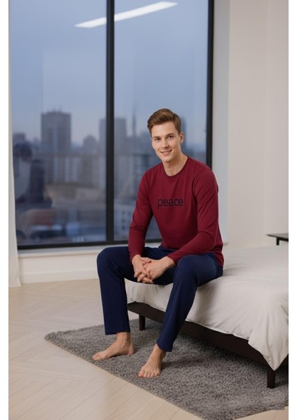 Yuvarlak Yaka %100 Pamuk Regular Kalıp Erkek Pijama Takımı 983