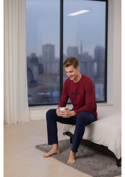 Yuvarlak Yaka %100 Pamuk Regular Kalıp Erkek Pijama Takımı 983