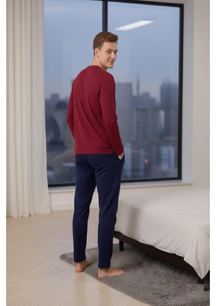 Yuvarlak Yaka %100 Pamuk Regular Kalıp Erkek Pijama Takımı 983