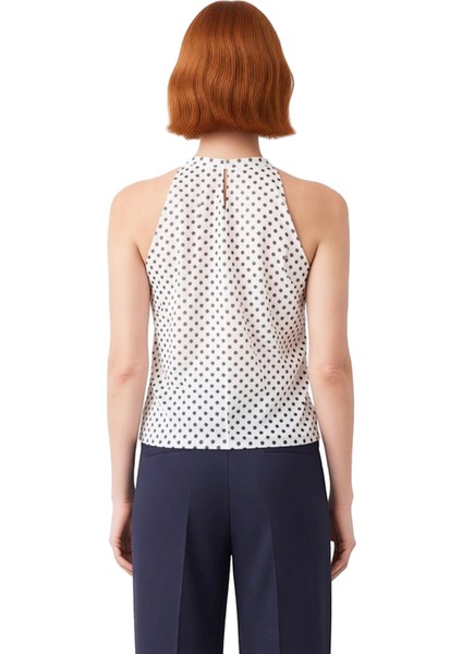 Kadın Desenli Yaka Detaylı Esnek Örme Bluz Kaliteli Şık Rahat Modern Zarif Günlük fiyatları